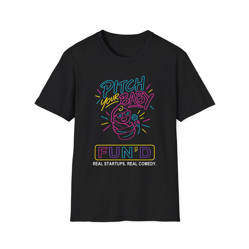 FUN'D black tee front — Pitch your baby